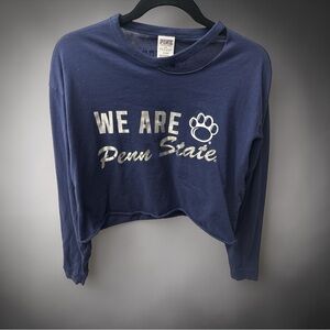 PINK Victoria's Secret Navy Blue "We Are Penn State" Cropped Long Sleeve